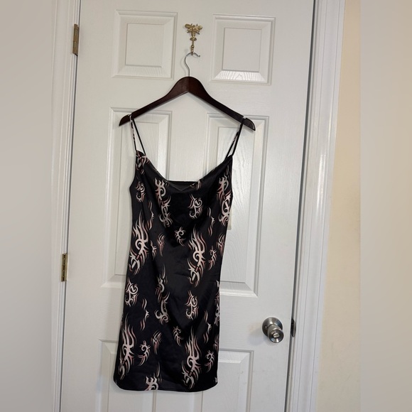 Urban Outfitters slip dress size medium black orange white Mallory Cowl - Picture 1 of 5